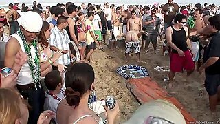 Drunk Party Girls In Sexy Bikinis At The Beach