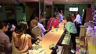 A Party Girl With Tattooes Gives Blowjob To 2 Guys In Public