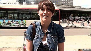 Short Haired Brunette Amateur Rides A Stranger's Dick In A Car