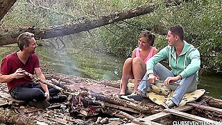 Mmf Threesome With Adorable Girlfriend By The Camping Fire