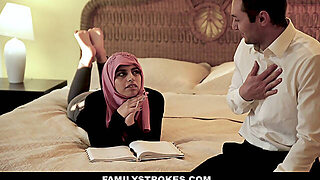 This Busty Arabian Wife Knows How To Ride! Watch Her Suck And Fuck A Lucky Guy In Her Hijab....