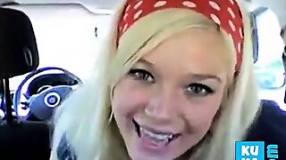 Norwegian Blonde Masturbating In Her Car