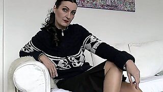 Blow Your Stepmother's Strap-On Cock And Rub Your Cock On The Norwegian Sweater Until You Cum Lady V