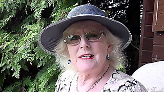 Aunt Judys - 66Yo Hairy Mature Gilf Mrs. Claire Sucks Your Shaft In The Garden (Pov)