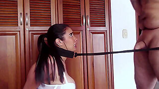 Bitch Tied With Collar Gets A Rough Face Fuck