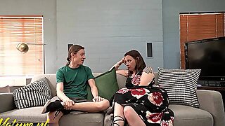 Horny Stepmom Eileen Gets Surprised By Her Stepson’s Huge Shaft And Can’t Stop Touching It!